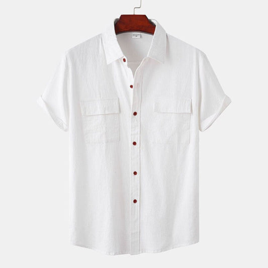 Chemise Coton-Lin Homme à Double Poche - Élégance et Confort