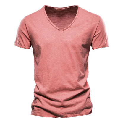 T-shirt Col en V 100% Coton pour Homme – Confort et Style Assurés