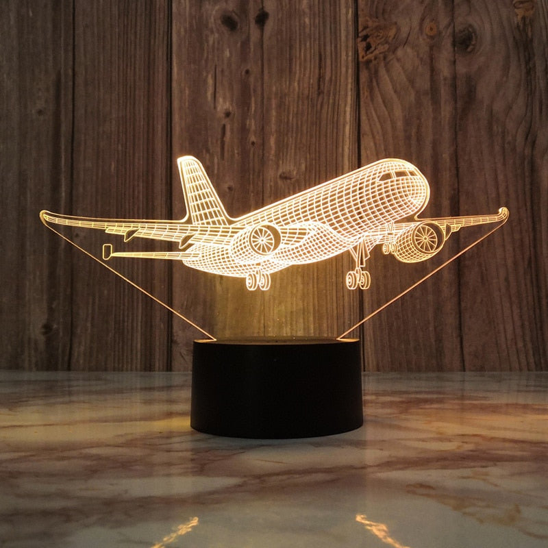 Lampe de Chevet 3D Avion - Éclairez Vos Nuits avec Style!