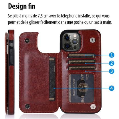 Porte-carte en cuir magnétique élégant pour iPhone