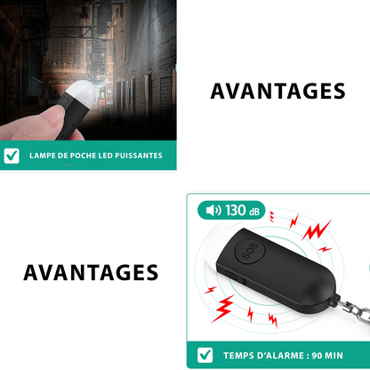 Porte-clé alarme d'auto-défense avec livraison gratuite