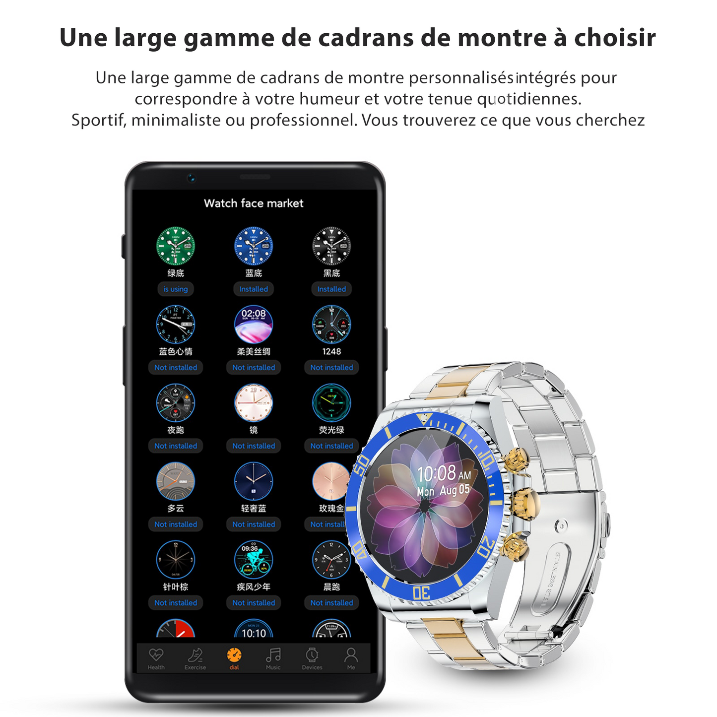 Montre connectée Bluetooth élégante pour homme