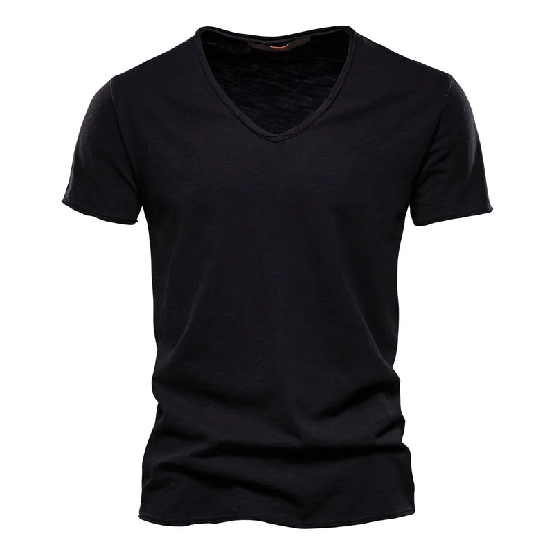 T-shirt Col en V 100% Coton pour Homme – Confort et Style Assurés
