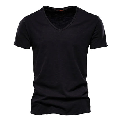 T-shirt Col en V 100% Coton pour Homme – Confort et Style Assurés