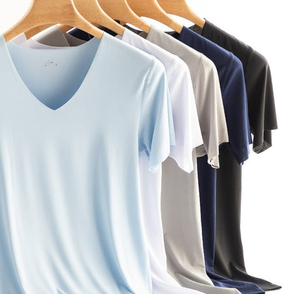 Lot de 2 T-shirts en soie glacée pour homme - Élégance et confort au quotidien