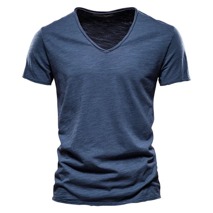 T-shirt Col en V 100% Coton pour Homme – Confort et Style Assurés