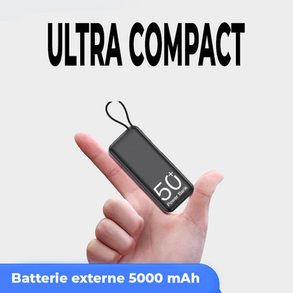 Batterie Externe Mini 5000mAh - Rechargez en Déplacement