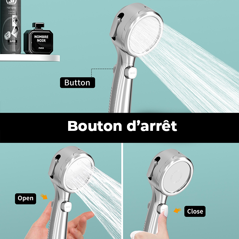 Pommeau de Douche Haute Pression 4 Modes - Transformez Votre Douche en Expérience Revitalisante