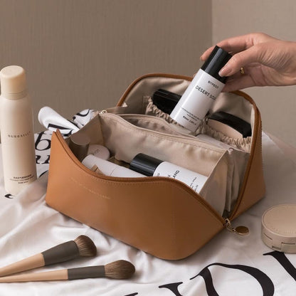 Trousse Cosmétique de Voyage Élégante en Cuir Végétalien
