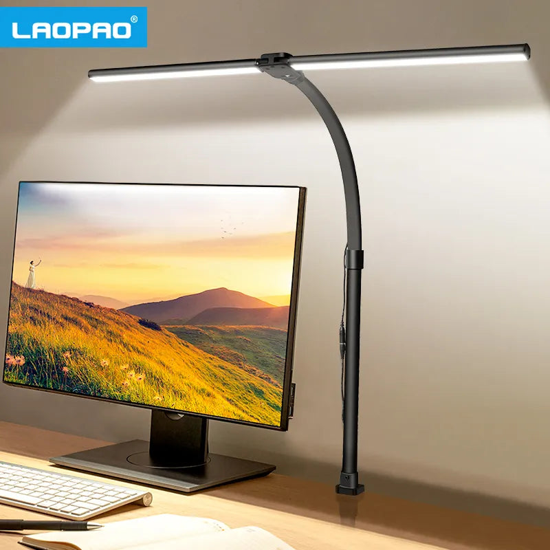 Lampe de Bureau LED Double Tête avec Télécommande et Luminosité Réglable