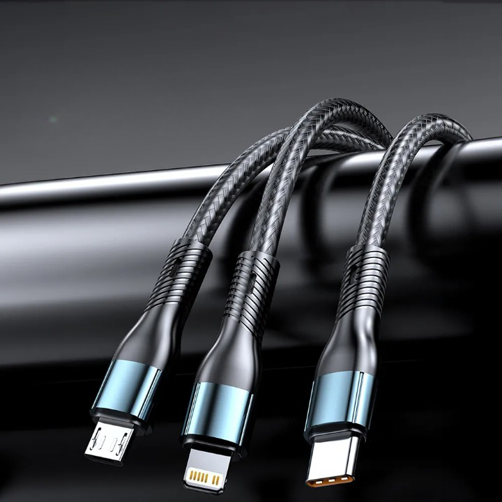 Câble USB 3-en-1 Charge Rapide 120W - Lot de 2