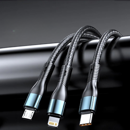 Câble USB 3-en-1 Charge Rapide 120W - Lot de 2