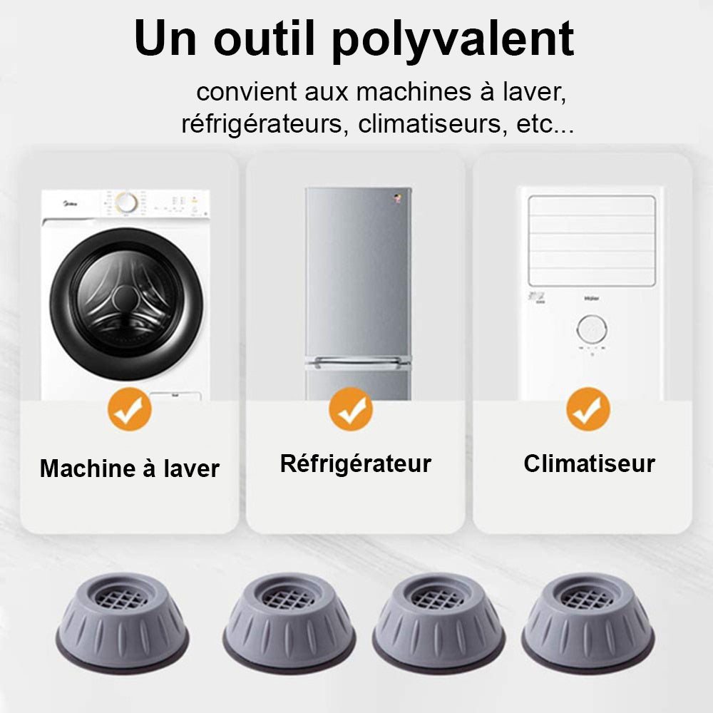 Patins anti-vibration en caoutchouc pour machine à laver - Pack de 4