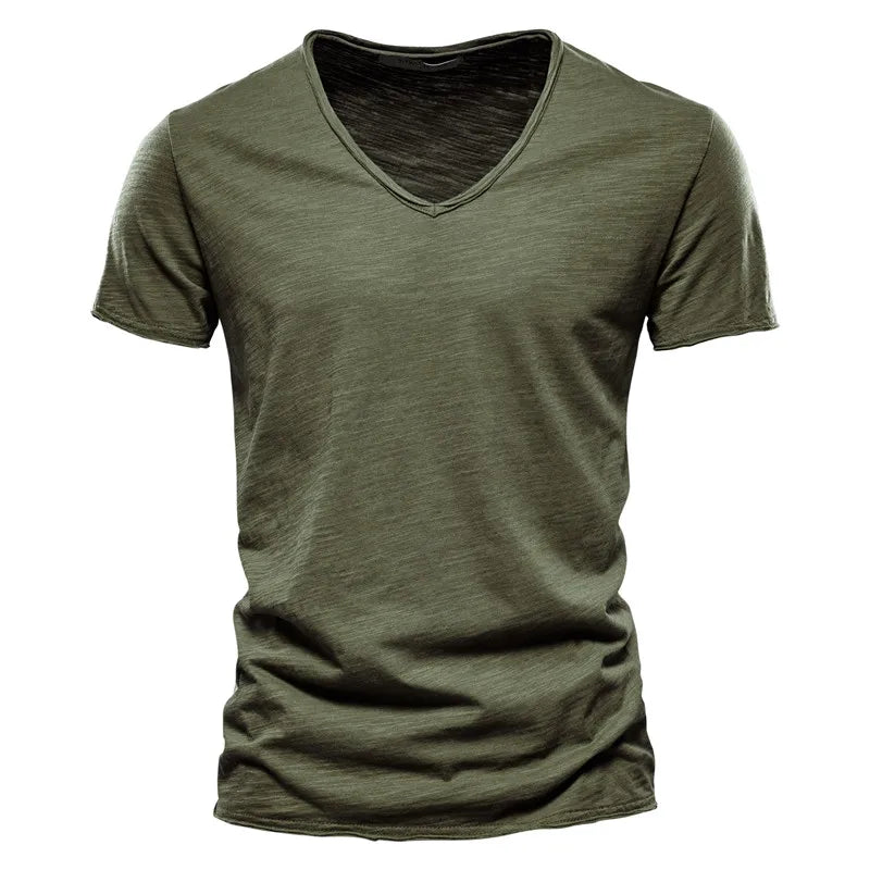 T-shirt Col en V 100% Coton pour Homme – Confort et Style Assurés