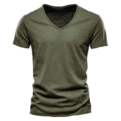 T-shirt Col en V 100% Coton pour Homme – Confort et Style Assurés