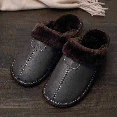 Pantoufles d'hiver en cuir ultra confortables pour homme