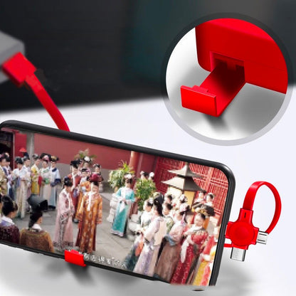 Câble de Charge Rétractable 3 en 1 avec Support Intégré