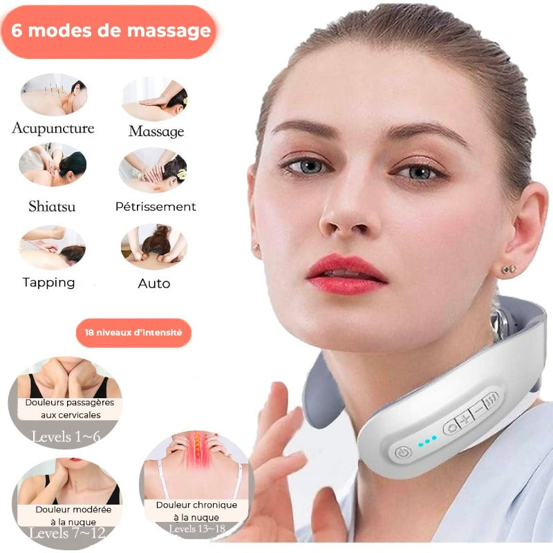 Masseur de cou chauffant électrique intelligent avec 6 modes de massage