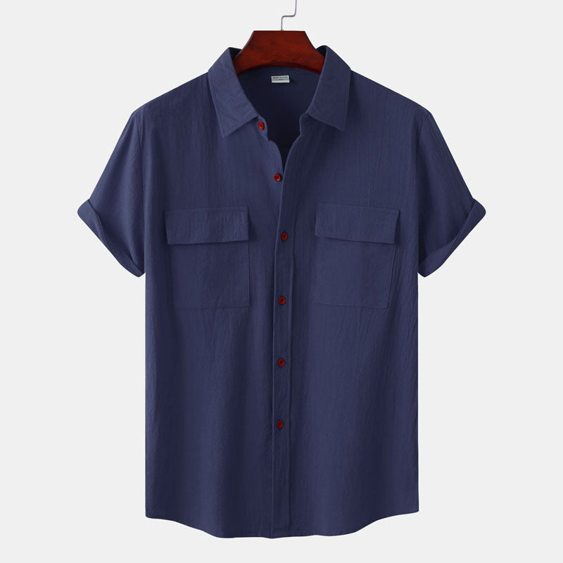 Chemise Coton-Lin Homme à Double Poche - Élégance et Confort