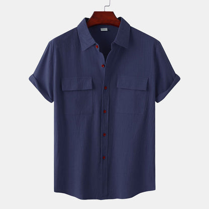 Chemise Coton-Lin Homme à Double Poche - Élégance et Confort