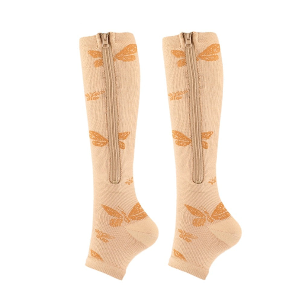Lot de 2 chaussettes de compression avec fermeture éclair pour un confort optimal