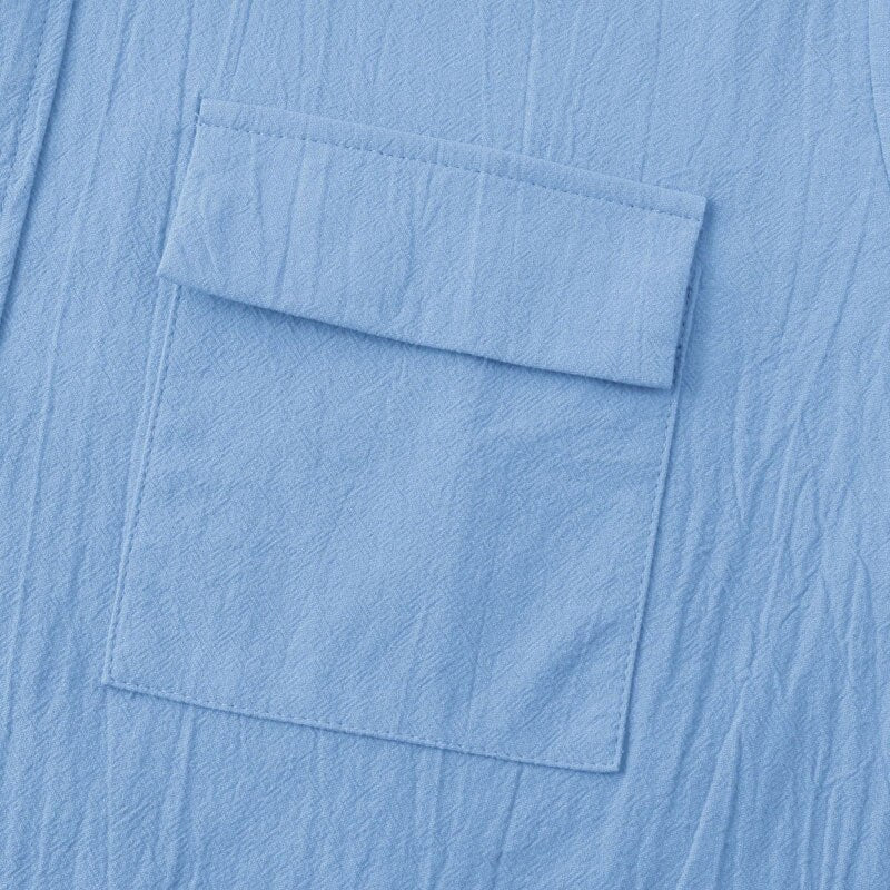 Chemise Coton-Lin Homme à Double Poche - Élégance et Confort