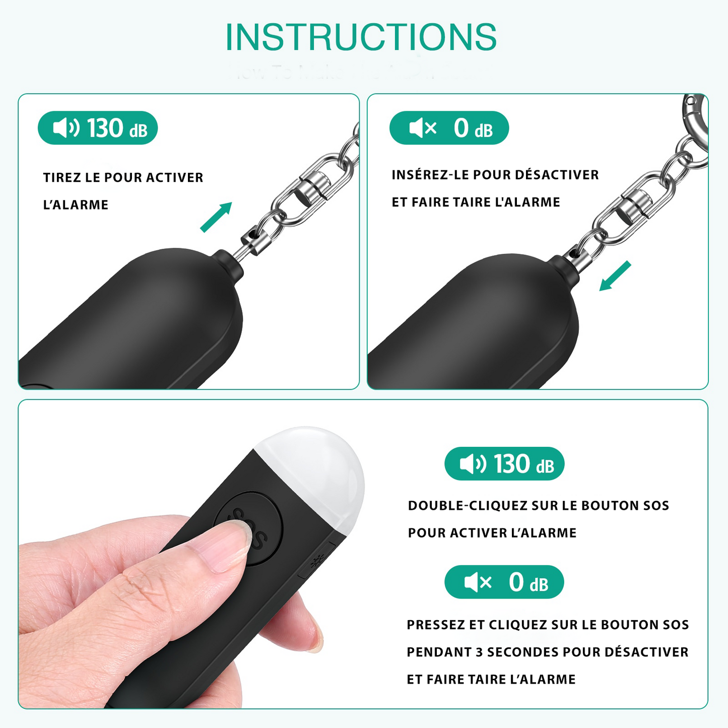 Porte-clé alarme d'auto-défense avec livraison gratuite