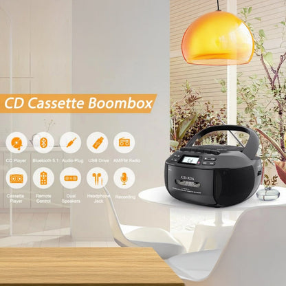 Lecteur CD et cassette portable avec télécommande et Bluetooth 5.1