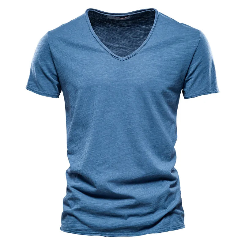 T-shirt Col en V 100% Coton pour Homme – Confort et Style Assurés