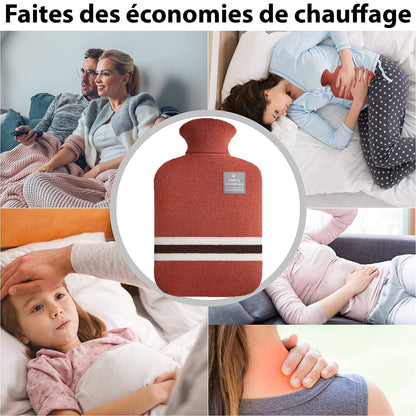 Bouillotte PVC 2L avec Housse Tricotée - Chaleur Élégante et Confortable