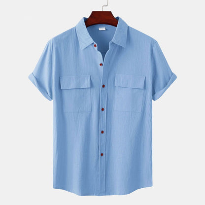 Chemise Coton-Lin Homme à Double Poche - Élégance et Confort