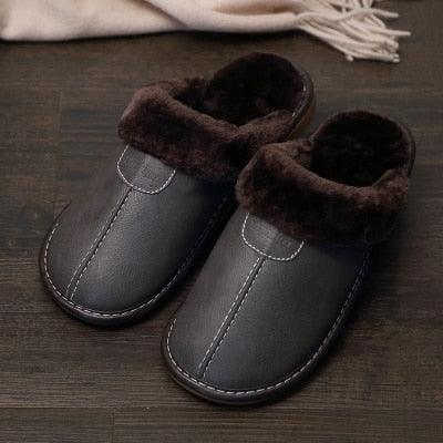 Pantoufles d'hiver en cuir ultra confortables pour homme