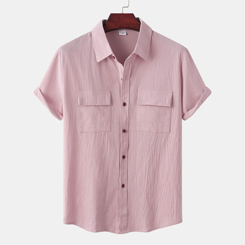 Chemise Coton-Lin Homme à Double Poche - Élégance et Confort