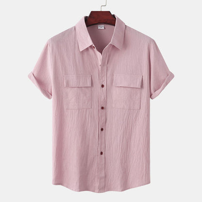 Chemise Coton-Lin Homme à Double Poche - Élégance et Confort