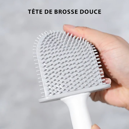 Brosse de toilette flexible en silicone à séchage rapide avec support mural