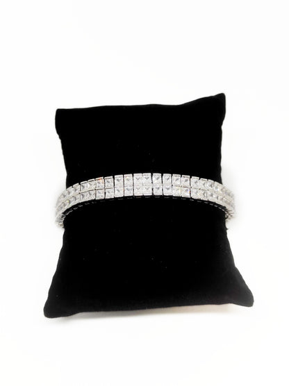 Bracelet Mathilde en zirconium plaqué rhodium avec cristaux scintillants