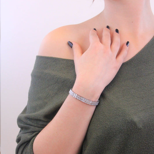 Bracelet Mathilde en zirconium plaqué rhodium avec cristaux scintillants