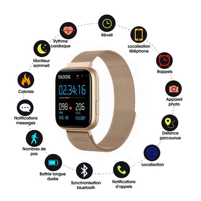 Montre Bluetooth Tactile Élégante avec Suivi de Santé et Modes Sportifs
