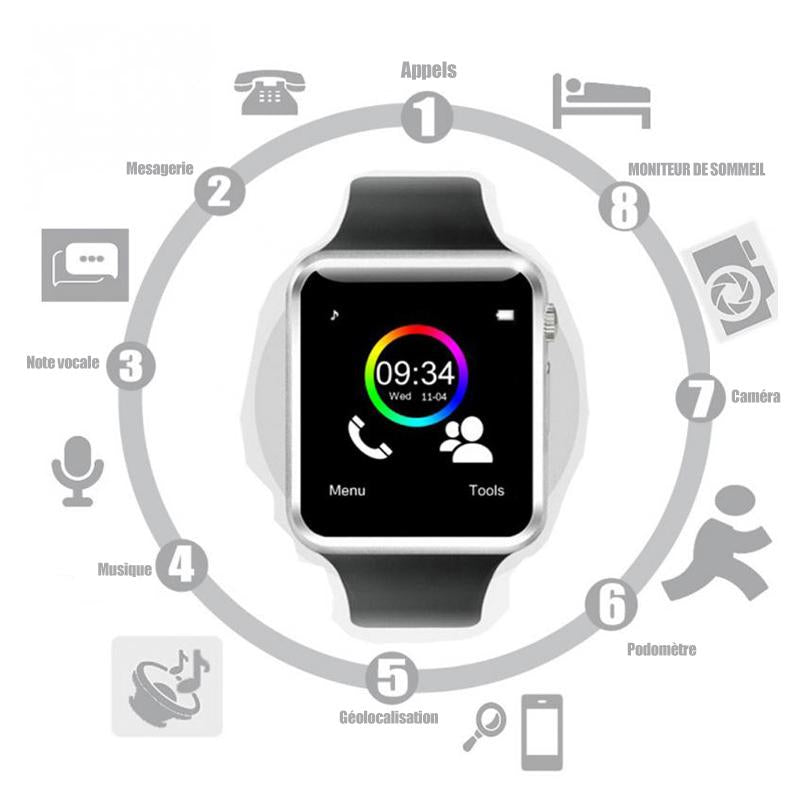 Montre Intelligente Bluetooth avec Écran Tactile et Caméra Intégrée