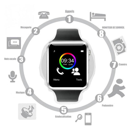 Montre Intelligente Bluetooth avec Écran Tactile et Caméra Intégrée