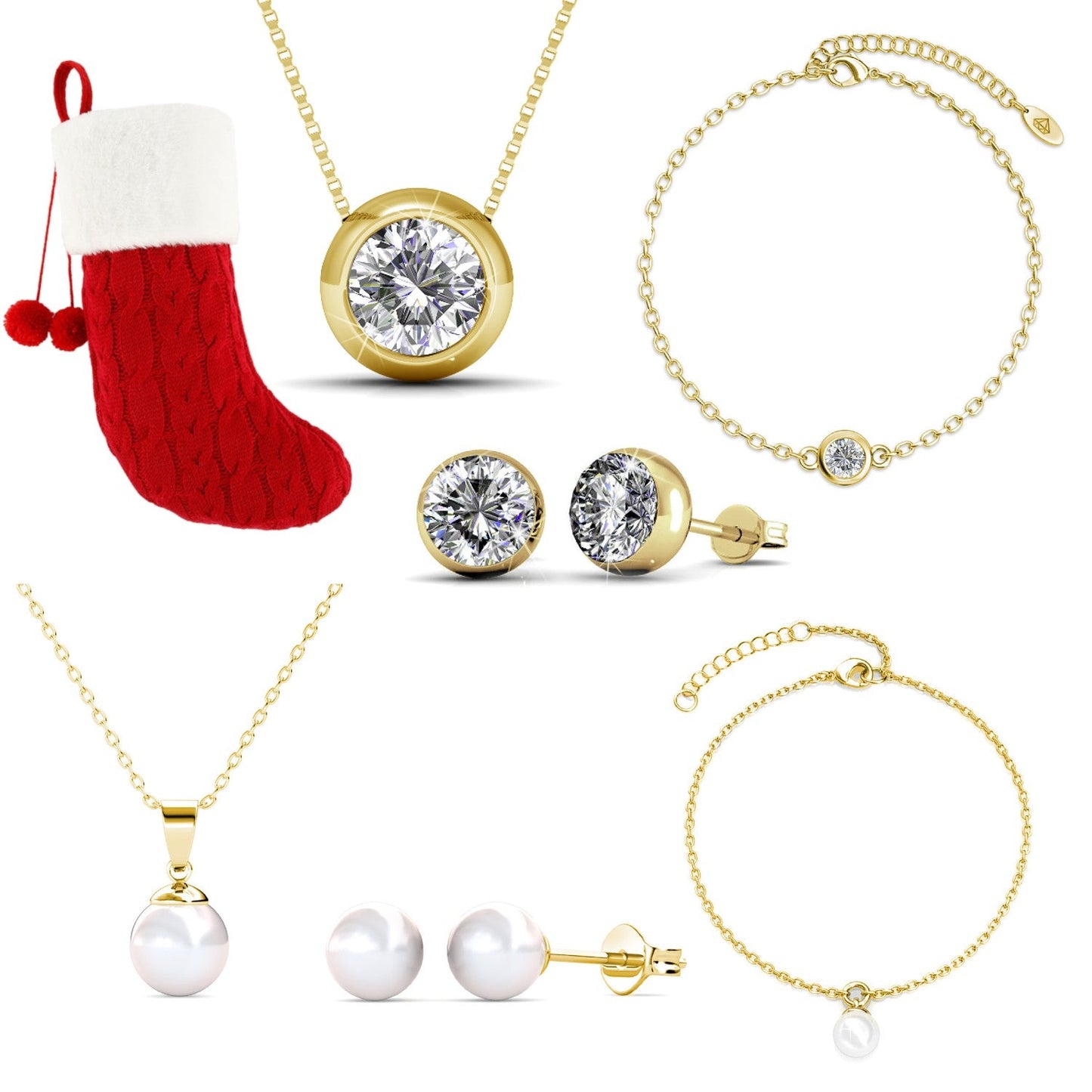 Chaussette secrète de Noël avec 2 parures en cristaux autrichiens