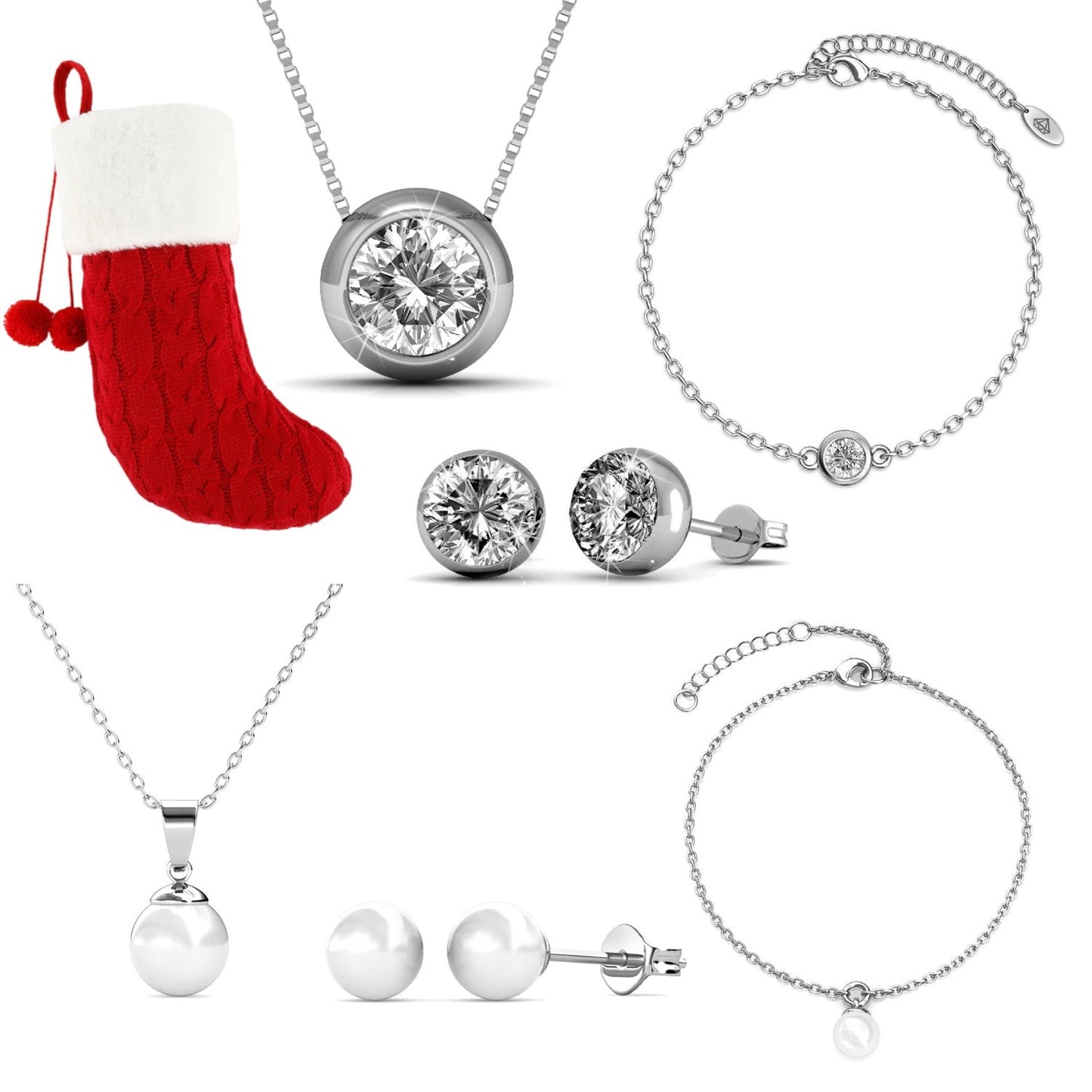 Chaussette secrète de Noël avec 2 parures en cristaux autrichiens