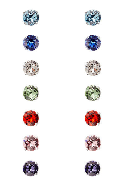 Coffret Élégant de 7 Boucles d'Oreilles avec Cristaux Autrichiens