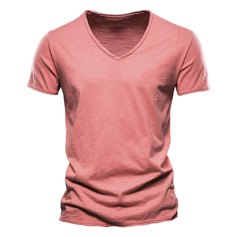 T-shirt Col en V 100% Coton pour Homme – Confort et Style Assurés