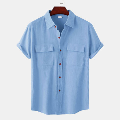 Chemise Coton-Lin Homme à Double Poche - Élégance et Confort