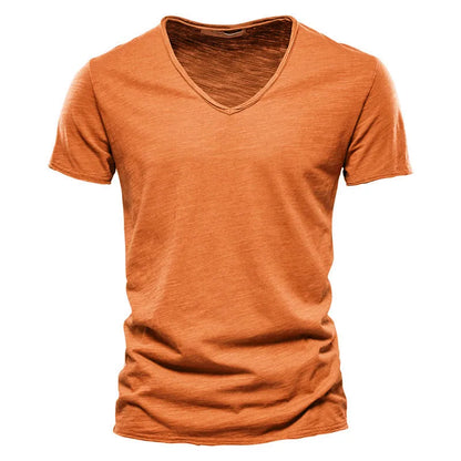 T-shirt Col en V 100% Coton pour Homme – Confort et Style Assurés