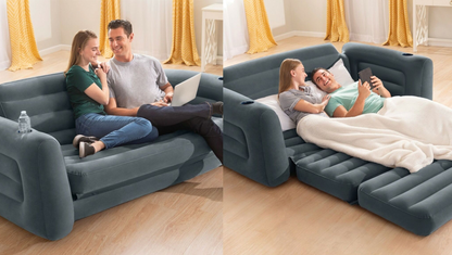 Canapé lit gonflable gris foncé 203x66x224 cm - Confort et praticité