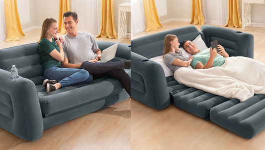 Canapé lit gonflable gris foncé 203x66x224 cm - Confort et praticité