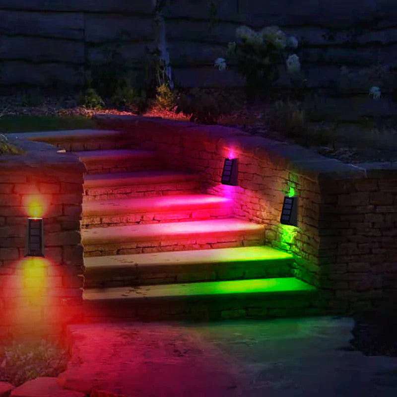 Appliques murales solaires RVB - Lot de 4, ambiance lumineuse et économique