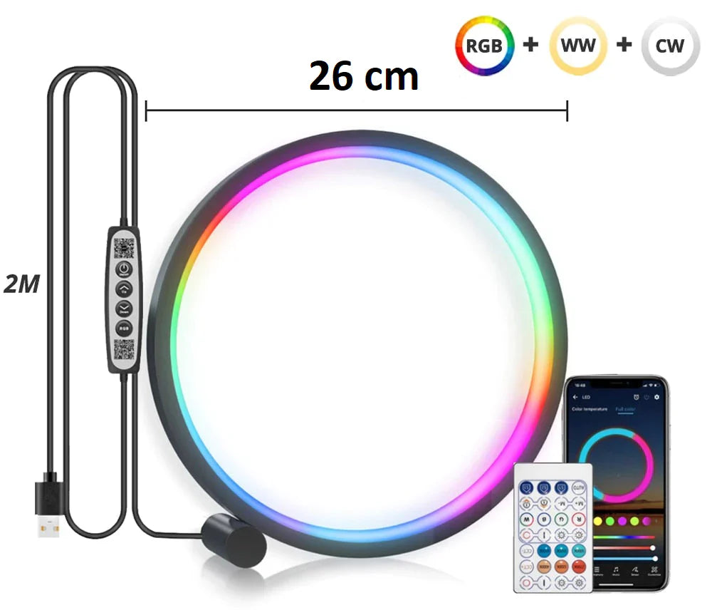 Lampe Circulaire LED Bluetooth : Modernité et Ambiance à Portée de Main